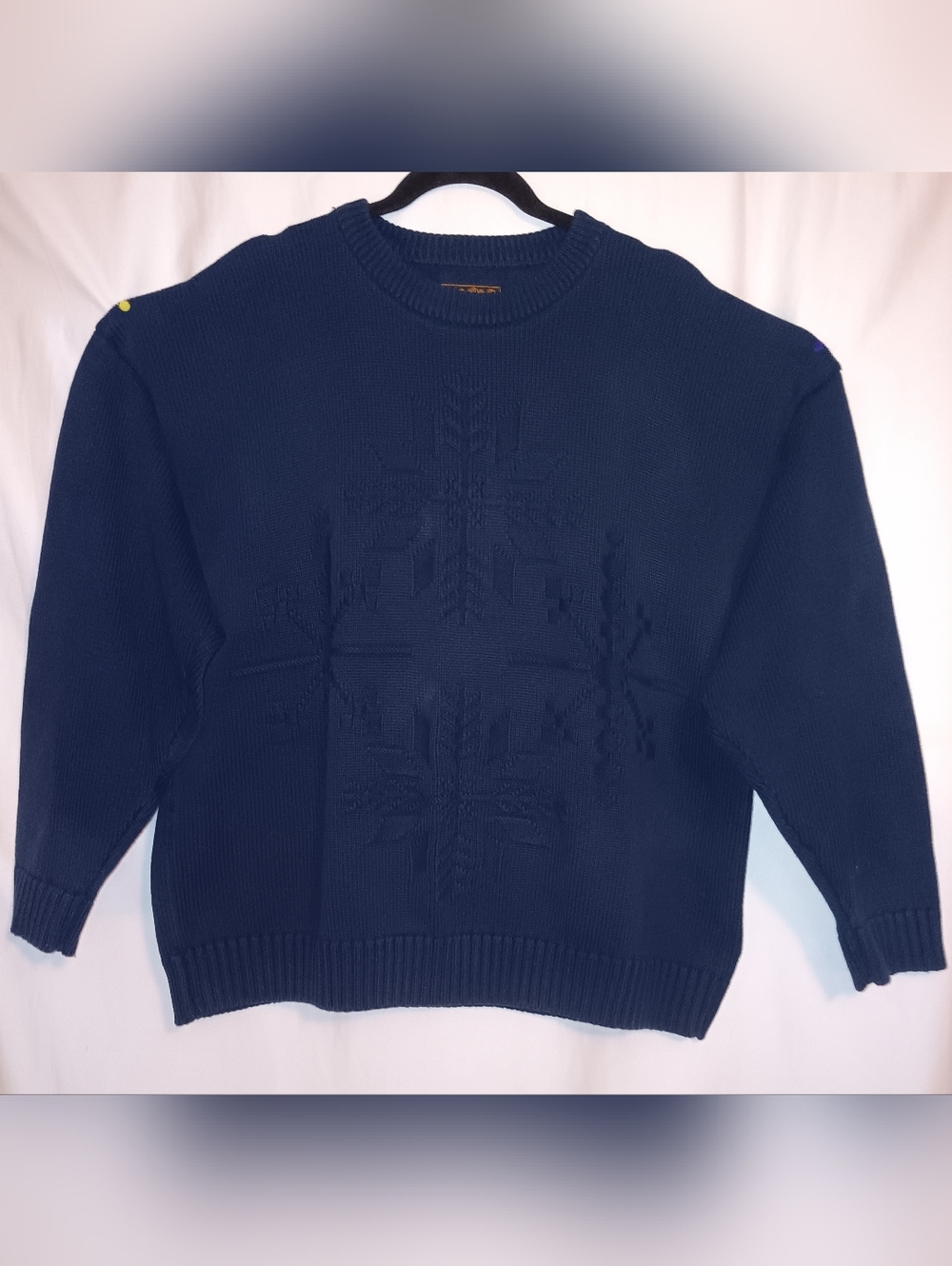 Eddie Bauer Deep Navy Crewneck Sweater with Snowflake Knit XL/TG